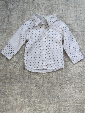 Tahari White Long-Sleeve Polka Dot Button-Down Shirt Size 2T